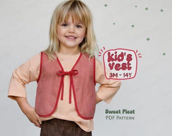 Vest Sewing Pattern For Children Linen Vest Sewing Pattern For Kids PDF Sewing Pattern For Children