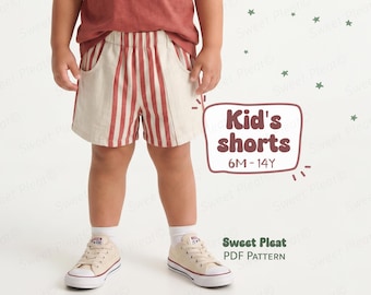 Kid's Shorts Sewing Pattern For Toddlers Shorts Pattern For Children Cotton Shorts Pattern For Teens