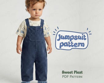 Kid's Jumpsuit Pattern For Children Overalls Sewing Pattern, Boys Dungarees Pattern For Kids