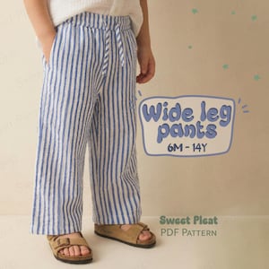 Patrón de pantalones para niños pequeños. Patrón de costura para pantalones infantiles. Pantalones sencillos de 6 meses a 14 años (descarga en PDF).
