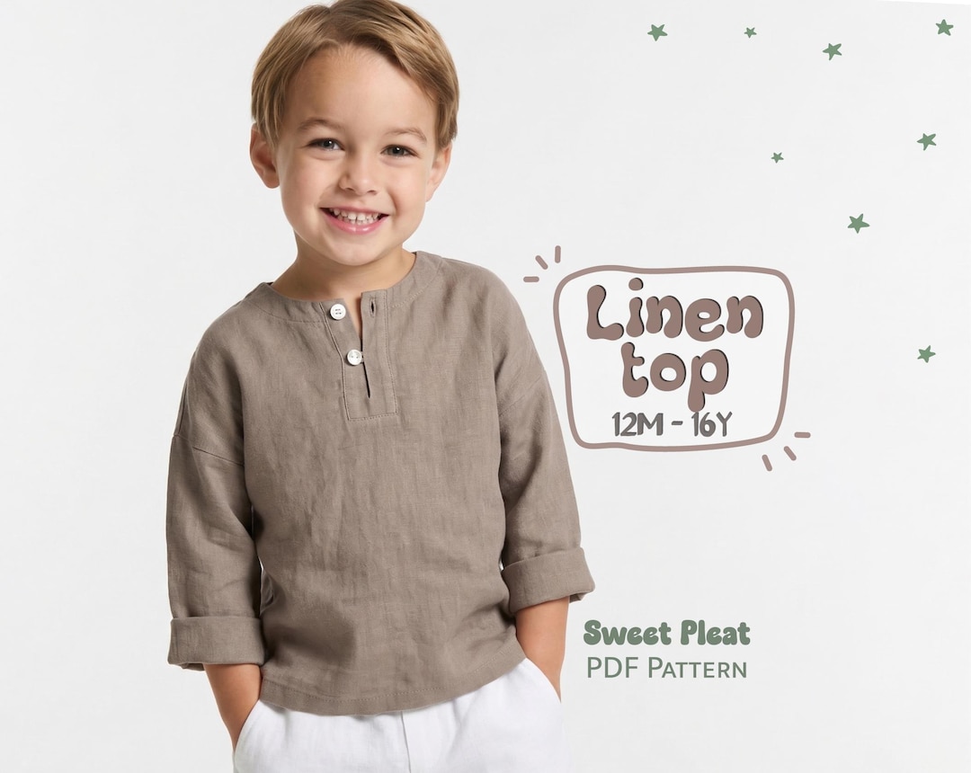Linen Top Pattern for Kids Shirt Pattern for Boys Cotton Top Sewing ...