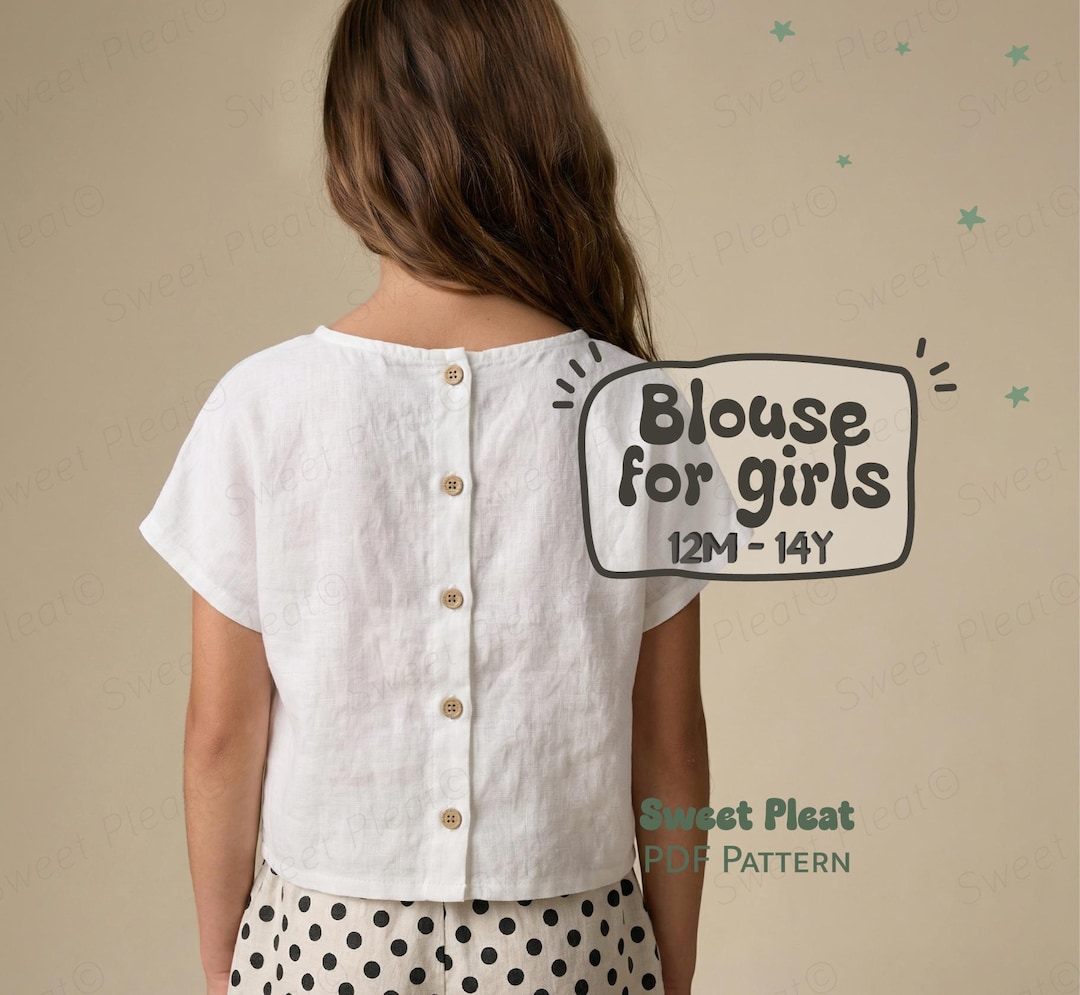 Cotton Top Pattern for Girls, Simple Top Sewing Pattern for Kids, Linen ...