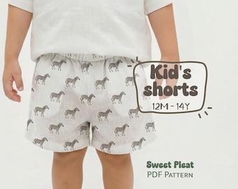 Patrón de costura para pantalones cortos infantiles Patrón de pantalones cortos para niños pequeños Patrón de pantalones cortos de pijama