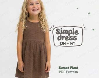 Simple Dress Pattern For Girls Flared Dress Pattern For Kids, Baby Girl Linen Dress Sewing Pattern