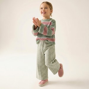 Cotton Pants Pattern For girls - Kid's Pants With Pockets Sewing Pattern For Woven Fabrics, PDF Patterns For Children, simple pants pattern for kids, linen pants pattern for children, children's pants pattern for girls, trousers pants pattern for kids, pajama pants pattern, elastic waistband pants pattern, wide leg pants pattern for kids, pdf sewing patterns for kids, kid's pants pattern, toddler pants pattern, sewing pattern for toddlers, baby boy pants pattern