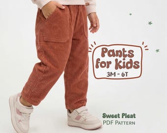Hosen Schnittmuster Kinder Hose mit weitem Bein Schnittmuster 3 M - 6T Schnittmuster (PDF Download)