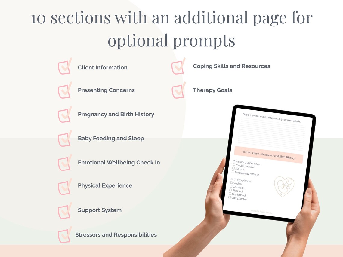 Perinatal Mental Health Intake Form | Therapist Client Template ...