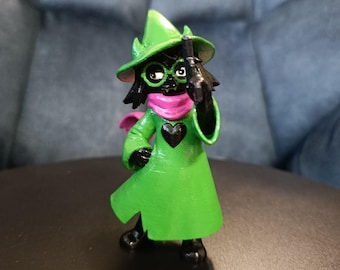 Deltarune Ralsei with Gun Figure, Smug Dark World Ralsei Collectible, Handmade Painted Statue