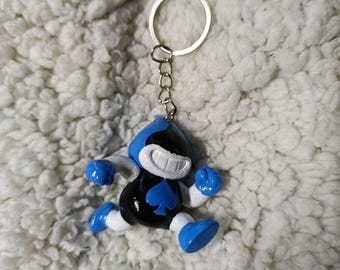 Deltarune Lancer Keychain, Handmade 3D Printed Mini Figure, Blue Character Charm