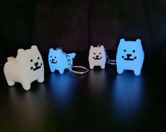 Annoying Dog Figure / Keychain, Glow in the Dark Undertale & Deltarune Fan Art, Tiny Handmade 3D Printed Desk Buddy