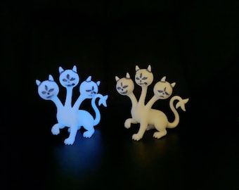 Deltarune Clover Figure – Glow in the Dark Tiny Three Headed Monster, Handmade 3D Printed Collectible