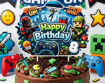 Gamer Birthday Cake Topper, Video Game Party Decoration