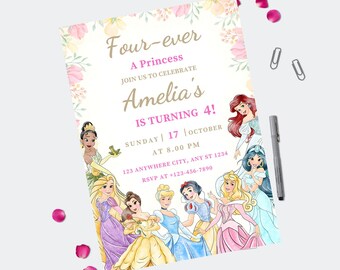 Editable Princess Birthday Invitation| Princess Birthday Template| Princess Theme Party| Princess Invite