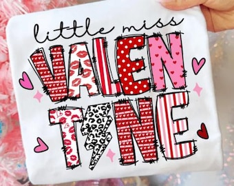 Brushstroke Little Miss Valentine PNG – Cute Valentine’s Day Clipart for Girls