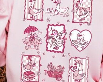 Pink Valentine Goose PNG | Preppy Cute Goose Clipart for Sublimation | Valentine’s Day Graphic