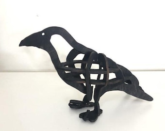 Crow 3D Laser Cut Wood Sculpture | SVG PDF CNC Pattern for Glowforge