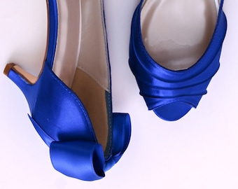 Something Blue Wedding Shoes, Royal Blue Wedding Shoes, Blue Bridal Shoes, Bow Wedding Heels, Bow Bridals Heels, Custom Wedding Shoes