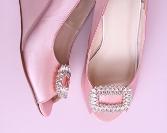 Blush Wedding Shoes, Wedding Wedges, Wedge Bridal Shoes, Rose Gold Crystal Shoes, Custom Wedding Shoes, Wedge Wedding Shoes, Pink Bride Shoe
