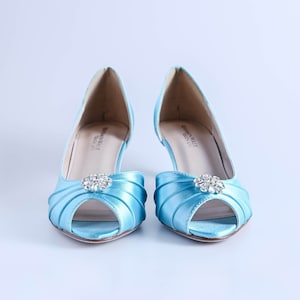 Blue Wedding Shoes, Low Heel Bridal Shoes, Simple Bride Shoes, Blue Shoes for Bride, Custom Bridal Heels, Something Blue Shoes