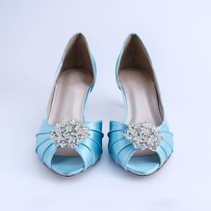 Blue Wedding Shoes, Low Heel Bridal Shoes, Simple Bride Shoes, Blue Shoes for Bride, Custom Bridal Heels, Something Blue Shoes