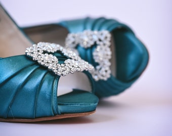 Teal Wedding Shoes, Custom Bridal Shoes, Bridal Heels, Blue Wedding Shoes, Simple Shoes for Bride, Turquoise Wedding Heels