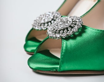 Green Wedding Shoes, Wedding Wedges, Wedge Bridal Shoes, Green Bridal Wedges, Green Shoes for Bride, Green Bridal Heels, Simple Wedge Heels