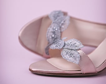 Custom Wedding Shoes, Wedding Sandals, Blush Wedding Shoes, Leaf Wedding Shoes, Romantic Bridal Heels, Unique Shoes for Bride