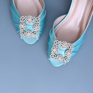 Something Blue Wedding Shoes, Simple Bridal Heels, Light Blue Bridal Shoes, Blue Wedding Shoes, Blue Wedding Heels, Custom Wedding Shoe