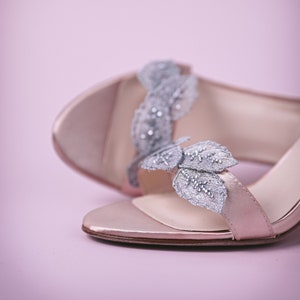 Custom Wedding Shoes, Wedding Sandals, Blush Wedding Shoes, Leaf Wedding Shoes, Romantic Bridal Heels, Unique Shoes for Bride