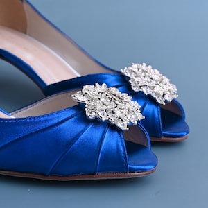 Something Blue Wedding Shoes, Royal Blue Bridal Shoes, Blue Wedding Heels, Simple Bridal Heels, Blue Wedding Shoes, Custom Wedding Shoe