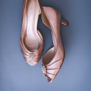 Simple Shoes for Bride, Custom Wedding Shoes, Blush Bridal Shoes, Simple Bridal Heels, Low Heel Wedding Shoes, Open Toe Bridal Shoes