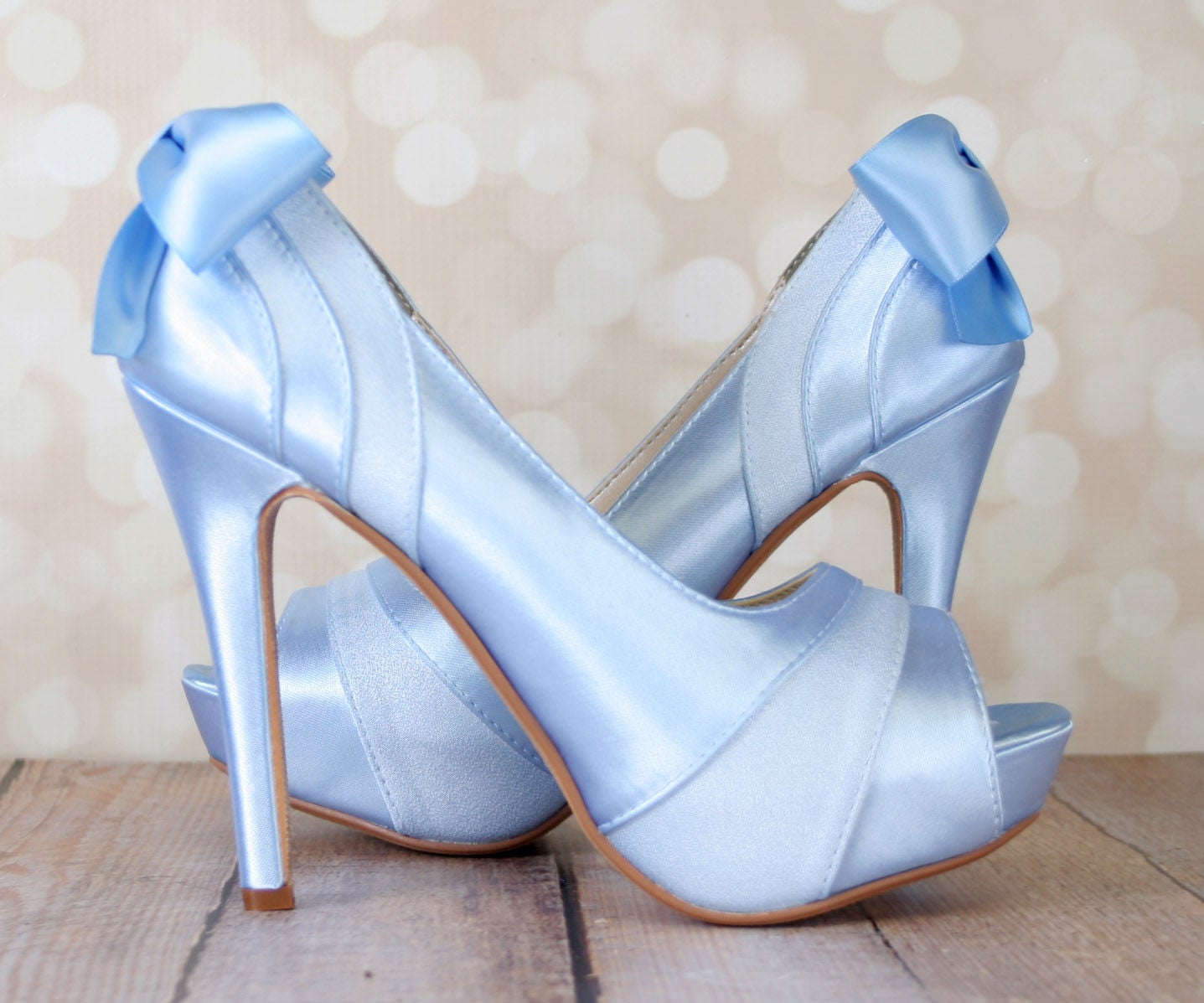 blue peep toe wedding shoes