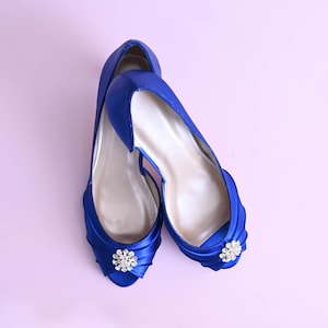Royal Blue Wedding Shoes, Blue Bridal Heels, Simple Wedding Shoes for Bride, Crystal Bridal Shoes, Custom Wedding Shoes, Blue Bride Shoes