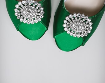 Wedge Bridal Shoes, Wedding Wedges, Green Wedding Shoes, Green Bridal Wedges, Green Shoes for Bride, Green Bridal Heels, Simple Wedge Heels