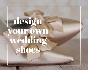 Custom Wedding Shoes, Dark Ivory Bridal Heels, Champagne Bride Shoes, Closed Toe Bridal Shoes, Design Your Own Wedding Shoes