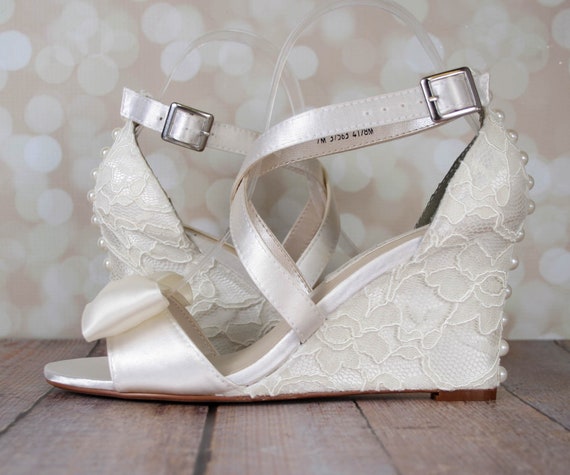 ivory lace wedges