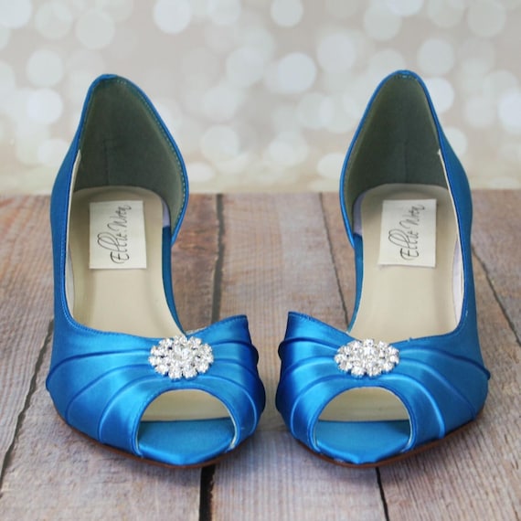 Wedding Shoes, Simple Wedding Shoes, Something Blue, Something Blue Shoes,  Kitten Heels, Peeptoes, Wide Width, Blue Wedding Shoes, Shoes - Etsy