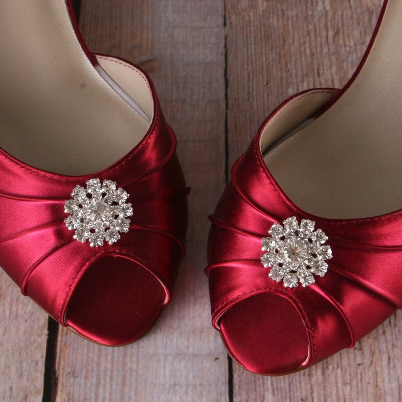 Wedding Shoes Bridal Heels Kitten Heel Red Wedding Shoes Etsy