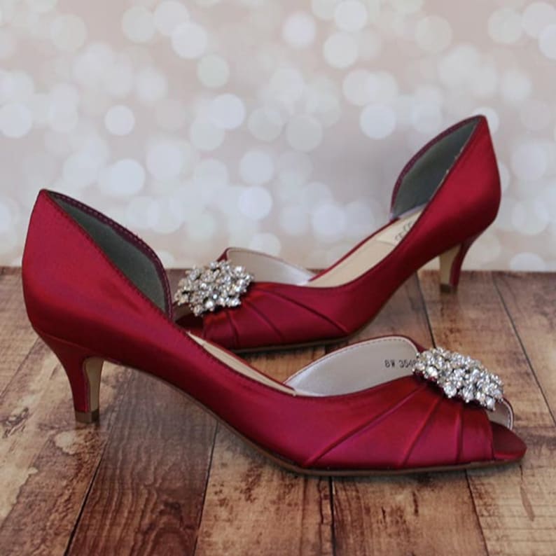 Wedding Shoes Red Wedding Shoes Red Kitten Heel Peeptoes - Etsy
