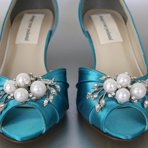 Blue Wedding Shoes for Bride, Turquoise Wedding Shoe, Something Blue Bridal Shoes, Bride Shoes, Custom Wedding Shoes, Low Heel Wedding Shoes image 2