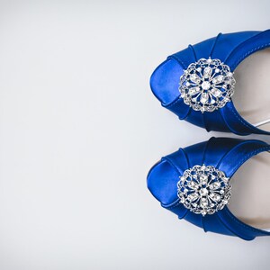 Blue Bridal Heels, Blue Shoes for Bride, Something Blue Wedding Shoes, Simple Bridal Shoes, Royal Blue Wedding Shoes, Low Heel Wedding Shoes