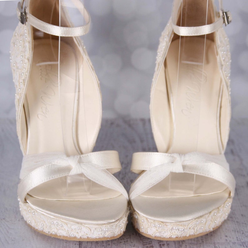 Ivory Wedding Shoes Lace Wedding Wedges Ivory Lace Wedges | Etsy