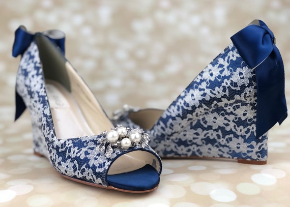 Navy Blue Wedding Wedges Wedge Bridal 