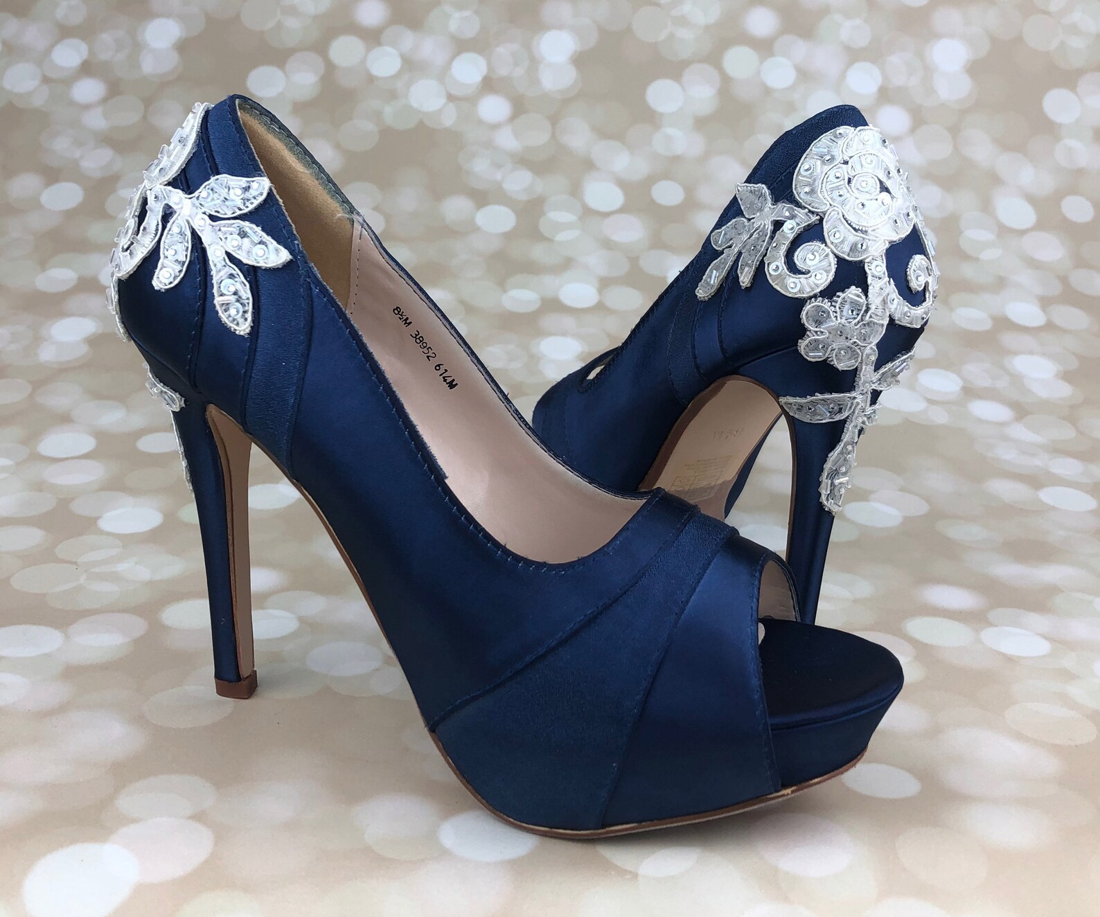 Wedding Shoes Navy Blue Wedding Shoes Bridal Heels Custom Etsy