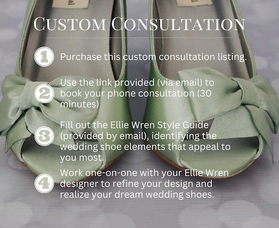 Custom Wedding Shoe Consultation, Green Wedding Shoes, Green Bridal Shoes,  Wedding Wedges, Bow Bridal Heels, Pale Green Bride Shoes