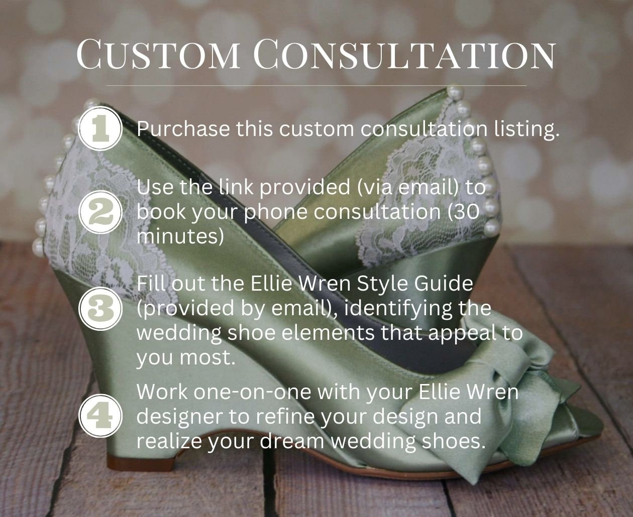 Custom Wedding Shoe Consultation, Design Your Own Bridal Shoes, Lace  Wedding Shoes, Wedge Bride Shoes, Green Bridal Heels, Bow Wedding Shoes