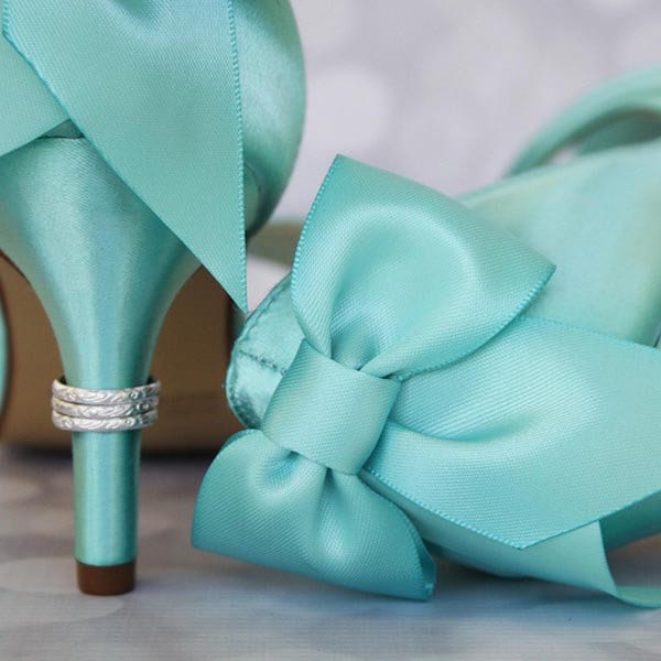 Chaussures de mariage Aqua, chaussures de mariée bleues, talons de mariée bleu Aqua, chaussures de mariage Bow, chaussures Aqua pour mariée, chaussures de mariage personnalisées