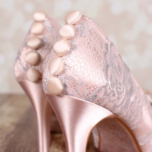 Blush Wedding Shoes, Wedding Shoes, Custom Wedding Shoes, Blush Wedding, Lace Wedding Heels, Bow Wedding Shoes, Lace Bridal Shoes