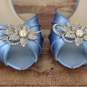 Wedding Shoes, Blue Wedding Shoes, Something Blue Shoes, Kitten Heels, Low Heel Wedding Shoes, Simple Wedding Shoes, Peep Toes image 1