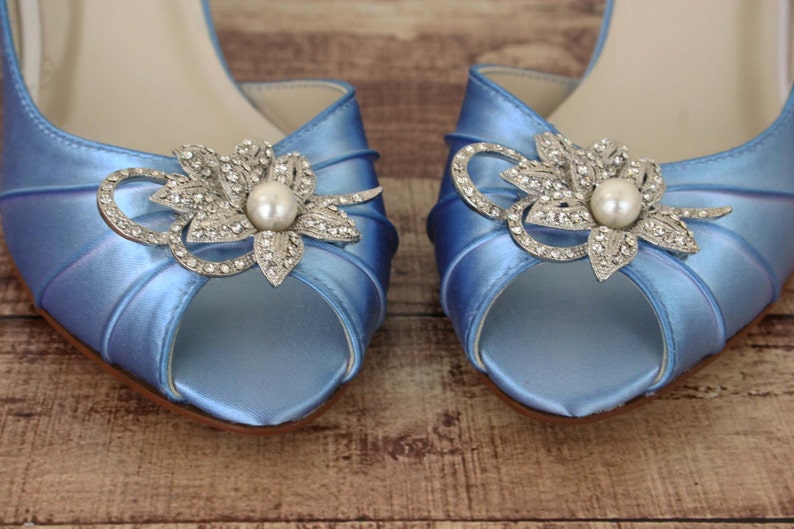 Blue Wedding Shoes Cornflower Blue Shoes Kitten Heel Wedding Etsy UK
